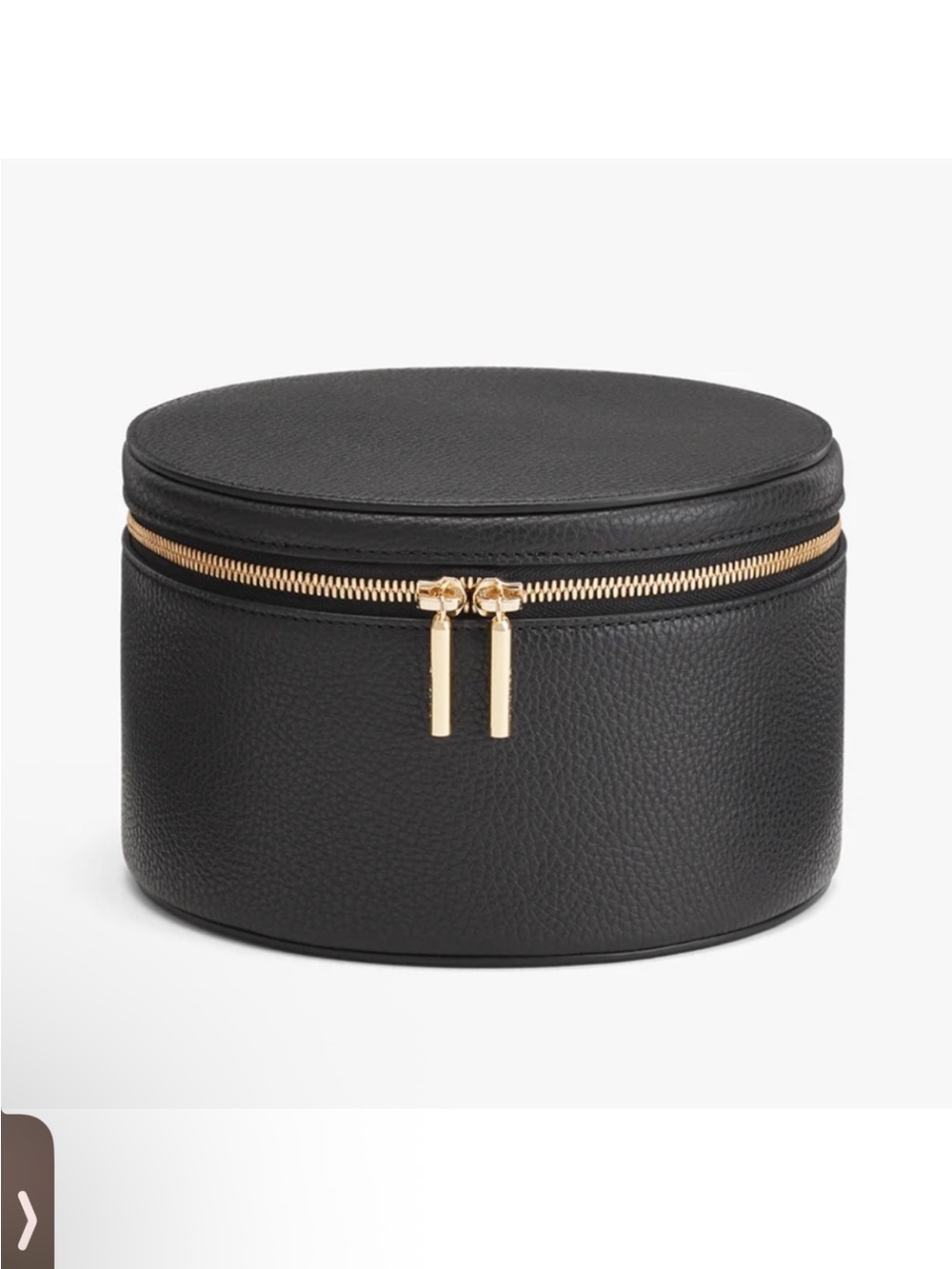 Cuyana Black Pebbled Leather Wellness Case Travel Jewelry Black Gold Hardware